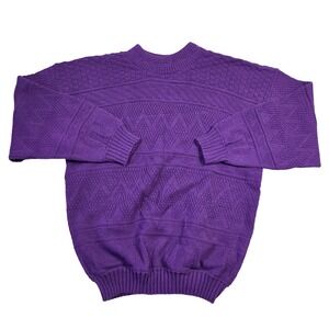 Vintage Adele Knitwear Men Purple Textured Mock Neck Sweater Made USA Retro Punk